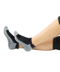 RATIVE Anti Slip Non Skid Hospital Socks with Grippers for Men Women Ankle-High Medium 3-pairs/Black+white+pink 12 71vzMf6JyaL