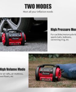 AVID POWER Tire Inflator Portable Air Compressor, 12V DC / 120V AC Car Tire Pump, Air Mattress Pump with Inflation and Deflation Modes, Dual Powerful Motors, Digital Pressure Gauge 1-red 20 71w UBvuHEL