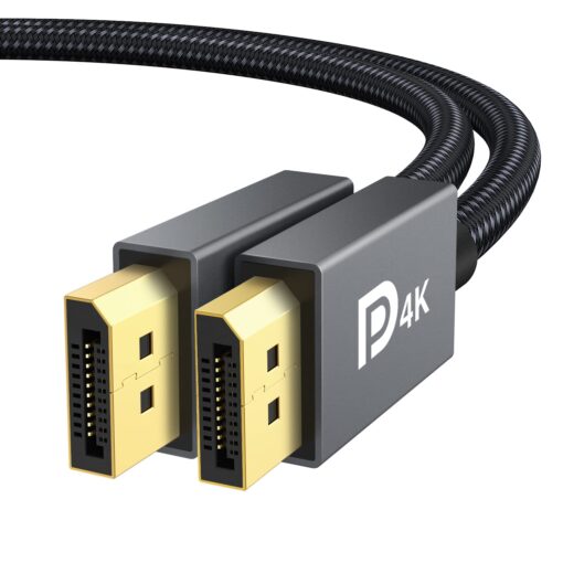 IVANKY VESA Certified DisplayPort Cable, 6.6ft DP Cable 1.2,[4K@60Hz, 2K@165Hz, 2K@144Hz], Gold-Plated Braided High Speed Display Port Cable 144Hz, for Gaming Monitor, Graphics Card, TV, PC, Laptop 6.6 Feet 4K-1Pack Grey