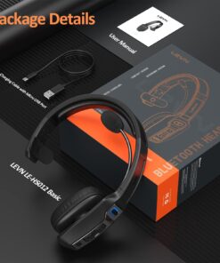 LEVN Bluetooth Headset with Microphone, Trucker Bluetooth Headset with AI Noise Cancelling & Mute Button, Wireless On-Ear Headphones 60 Hrs Working Time, for Trucker Home Office Remote Work Zoom LE-HS012 28 71w06oQ d6L