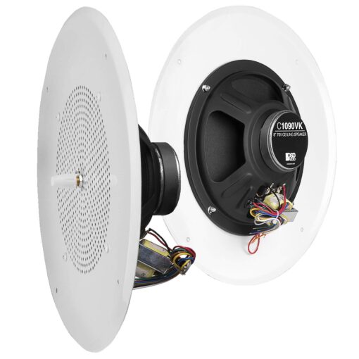 OSD Audio 8" Commercial 70V Ceiling Speaker w/Front Volume Control Knob Single White C1090 12" Grill / Volume Control 8"