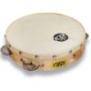 CP378 8" Wood Tambourine, Headed, Single Row Jingles