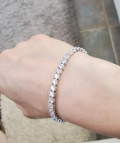 10 Carats 925 Sterling Silver and Round-Cut Cubic Zirconia Eternity Tennis Bracelet 4mm 7.25" 20 71w4x6TJlaL