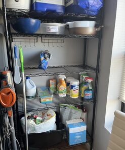 Amazon Basics 5-Shelf Adjustable, Heavy Duty Storage Shelving Unit (350 lbs loading capacity per shelf), Steel Organizer Wire Rack, Black, 36" L x 14" W x 72" H No Wheels 41 71w5 YDPvOL