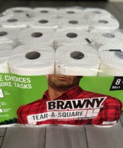 Brawny Tear-A-Square Paper Towels, 16 Double Rolls = 32 Regular Rolls, 3 Sheet Size Options, Quarter Size Sheets 39 71w5Hycl5RL
