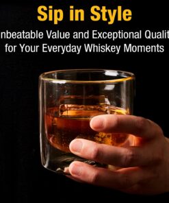 Alternative view of Eparé Whiskey Glasses Set of 2-9 oz Double Wall Bourbon Rock Glass - Neat Whisky Bar Glassware - Scotch Old Fashioned or Liquor Cocktail Tumblers