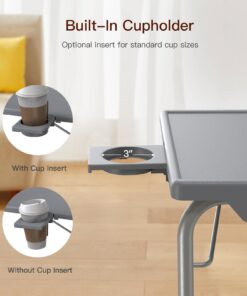 Adjustable TV Tray Table - TV Dinner Tray on Bed & Sofa, Comfortable Folding Table with 6 Height & 3 Tilt Angle Adjustments (Gray) Grey 11 71w7ZgspPKL 1