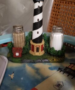 Nautical Cape Hatteras Lighthouse Glass Salt and Pepper Shaker Set Figurine with Holder in Decorative Kitchen Decor Sculptures and Collectible Coastal Gifts 14 71w7iL7LymL