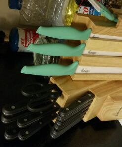 Ceramic Knife Set with Block - Chef Knife, Utility Knife, Paring Knife Rust Proof Sharp Turquoise Kitchen Knife Set with Wood Block and Fruit Peeler 62 71w8NZ3XOeL 3