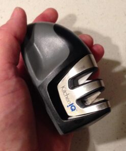 KitchenIQ 50009 Edge Grip 2-Stage Knife Sharpener, Black, Coarse & Fine Sharpeners, Compact for Easy Storage, Stable Non-Slip Base, Soft Grip Rubber Handle, Straight & Serrated Knives 43 71w8TKhc OL