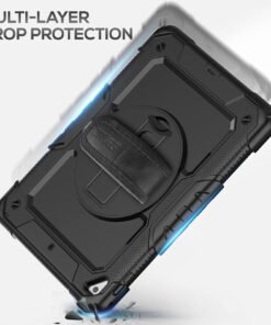 SEYMAC iPad 6th/5th Generation Case 9.7 Inch, Heavy Duty Protective Shockproof Case with Screen Protector, 360° Rotating Stand/Handle/Shoulder Strap for iPad 6th/ 5th Gen/Air 2/ Pro 9.7, Black 9.7 inch - For iPad 6th/5th Gen 30 71w8v0 DJiL