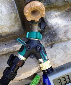 SPWIS 2 Way Hose Splitter Y Garden Hose Connector Metal Body,3/4 Connector,Faucet Adapter with Comfortable Rubberized Grip,2 Faucet Extension Hose Protector,4 Washers 13 71w93uOme L