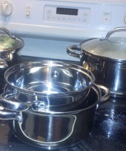 Cook N Home Kitchen Cookware Sets, 12-Piece Basic Stainless Steel Pots and Pans, Silver Stainless Steel Handle 53 71wBfQjp3qL