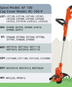 10 Pack String Trimmer Replacement Spool Compatible with Black+Decker, 240ft 0.065" AF-100 Autofeed Replacement Spools - Compatible with Black+Decker String Trimmers(8-Line Spool + 2 Cap+2 Spring) 25 71wBmF9EyEL
