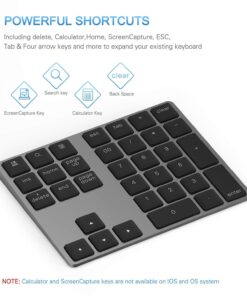Bluetooth Number Pad, Lekvey Aluminum Rechargeable Wireless Numeric Keypad Slim 34-Keys External Numpad Keyboard Data Entry Compatible for Macbook, MacBook Air/Pro, iMac Windows Laptop Surface Pro etc Bluetooth - Black 32 71wCOzZ15YL