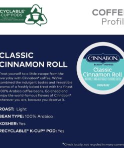 Cinnabon Classic Cinnamon Roll, Single-Serve Keurig K-Cup Pods, Flavored Coffee, 24 Count 24 Count (Pack of 1) 20 71wCZKPtihL