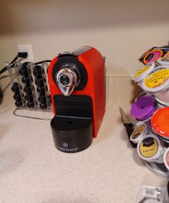 ChefWave Espresso Machine and Coffee Maker (Red) - Compatible with Nespresso Original Capsules, Programmable, One-Touch, Italian, 20 Bar High Pressure Pump Bundle with Pod Holder and Glasses Red 25 71wCjFYI9AL