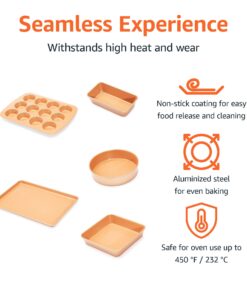 Alternative view of Amazon Basics Ceramic Nonstick Baking Sheets and Pans Bakeware Set, 5-Piece Set- Copper Color
