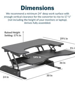Vari - VariDesk Pro Plus 36 - Desktop Standing Desk Converter - Adjustable Desk Riser with 11 Height Settings - Sit Stand Desk Dual Monitor Standing Desk Riser with Spring Loaded Lift (Black) Black 30 71wDeOwgBCL