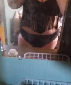 Uniarmoire Womens Plus Size High Waist Fringe Swimwear Two Piece Swimsuit 3X-Large Black 28 71wDz5RGNLL