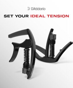 D'Addario Accessories Guitar Capo – NS Tri Action - For 6-String Electric and Acoustic Guitars – Micrometer Tension Adjustment for Buzz-Free, In-Tune Performance – Integrated Pick Holder, Black (PW-CP-09) Tri-Action Capo 19 71wE2Z3TE L