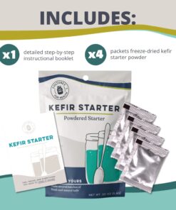 Cultures for Health Kefir Starter Culture | 4 Packets Freeze Dried Starter Powder | Make Kefir with Milk, Water, or Juice | Re-Culture Kefir Probiotic Drinks 2-7x Each | Cultures in Less Than a Day Coconut 0.20 Ounce (Pack of 1) 24 71wEMBc19L