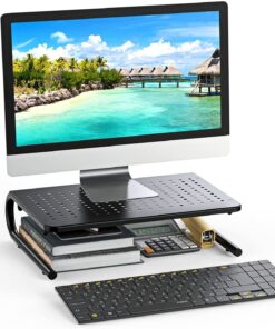 Monitor Stand Riser, Monitor Riser, Laptop Stand for Desk, Laptop Riser, Desk Organizer for Monitor, Laptop Shelf w/Vented for Screen, Computer Stand for Laptop, PC, Printer, for Home & Office Black 34 71wG16Vn LL 1