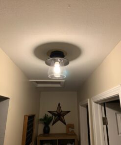 Globe Electric 64846 1-Light Semi-Flush Mount Ceiling Light, Oil Rubbed Bronze, Clear Glass Shade, Ceiling Light Fixture, Bedroom Lights for Ceiling, Dining Light Fixture, Bulb Not Included Oil-Rubbed Bronze 101 71wG9hk1LL