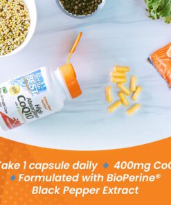 Doctor's Best High Absorption CoQ10 with BioPerine, Heart Health & Energy Production, Naturally Fermented, Non-GMO, Vegan, Gluten Free, 400 mg, 60 Veggie Caps Unflavored 60 VC 15 71wGIbLO 9L