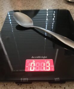 AccuWeight 201 Digital Multifunction Meat Food Scale with LCD Display for Baking Kitchen Cooking, 11lb Capacity by 0.1oz, Tempered Glass Black 41 71wGoXjGN0L