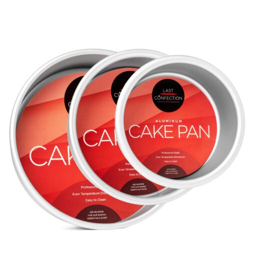 LAST CONFECTION 3-Piece Round Cake Pan Set - Includes 4", 6" and 8" Aluminum Pans 2" Deep 3 Pack - 4", 6", 8" (2" Deep)