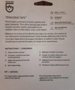 GEAR AID Tenacious Tape 3”x20” Fabric and Vinyl Gear Repair Tape, Quickly Fix Holes and Rips in Puffy Jackets, Rain and Snow Gear, Tents, Sleeping Bag and More, Off-White, 1 Pack 51 71wIO79qykL