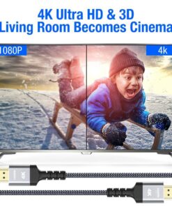 Highwings High-Speed 4K HDMI Cable 25 FT, 18Gbps 2.0 Braided HDMI Cord, 4K HDR,HDR10,HDCP 2.2,ARC,Video 4K Ultra HD,2160p,HD 1080p,3D, Compatible with Roku TV/HDTV/PS5/Blu-ray 25 feet 12 71wKksgA5kL