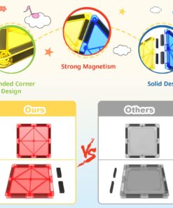 60 PCS Magnetic Building Tiles Kids Toys STEM Magnetic Blocks Sensory Toys Kids Games Magnet Building Toys for Boys and Girls Aged 3+, Kids Brain Development Preschool Kindergarten Toddler Toys 46 71wLMpAwlhL