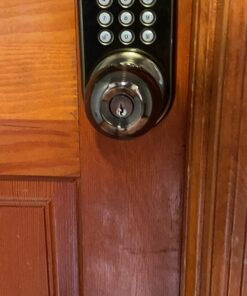 MiLocks TKK-02AQ Digital Door Knob Handle Lock with Electronic Keypad - Keyless Entry Smart Door Lock with Adjustable Latch Locks, Audible Tones for Interior Front Doors & More, Antique Brass 25 71wLVWSFTL