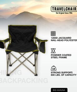TravelChair Big Kahuna Chair, Supersized Camping Chair, 800lb Capacity, Black, One Size (599) Brown/Lime 13 71wLe7x 28S
