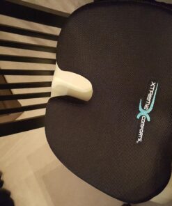 Xtreme Comforts Seat Cushion, Office Chair Cushions - Pack of 1 Padded Foam Cushion w/Handle for Desk, Wheelchair & Car Use - Back Support Pillow for Chair - Travel Bag Included Coccyx Coccyx Black 37 71wMDTZou5L