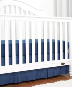 TILLYOU Crib Bed Skirt Navy Pleated for Baby Boys Girls, 100% Natural Soft Dust Ruffle, Standard Nursery Bedding Toddler Bedskirt Solid, 14" Drop Navy Blue Cotton 13 71wMRCksEnL