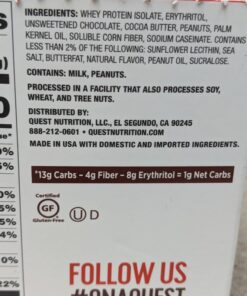Quest Nutrition High Protein Low Carb, Gluten Free, Keto Friendly, Peanut Butter Cups, 12 Count (Pack of 1) (total- 17.76 Ounce) 33 71wMfuHYGnL