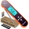 Nycetek Digital Cooking Thermometer, Accurate & Waterproof Instant Read Meat Thermometer with Backlit, Calibration, Probe, Food Thermometer for Kitchen, Grilling, Candy, BBQ, Oil Fry, Baking and More Orange
