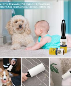 WulaWindy Lint Roller Pet Hair Remover - Extra Sticky Lint Remover Rollers for Clothes Sofa Carpet Pet Hair Dirt Removal - 8 Pack Refills, 512 Sheets Total 11 71wNHFitpVL