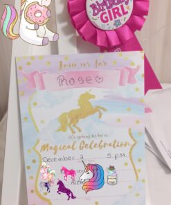 POP parties Magical Unicorn 12 Large Invitations - 12 Invitations + 12 Envelopes - Double Sided 23 71wNRMkv8EL