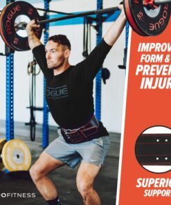 Weight Lifting Belt (5mm Thick) - Leather Weight Lifting Belt for Women & Men - Functional Workout Belt - Gym Belt for Weightlifting, Powerlifting, Squat & Deadlift - Adjustable Weightlifting Belt Black/Red Medium 34 71wNi4 PUL