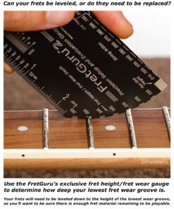 FretGuru 8-in-1 String Action Gauge Guitar Fret Ruler Precision Fret Rocker - Precise CNC Machined, Diamond Honed, Polished Edge Guitar String Height Gauge - Luthier Tool with Thick Leather Case inch 27 71wOsyqeg L