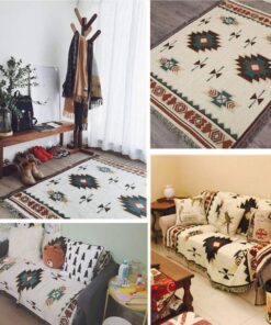 PHNAM Throw Blanket with Fringe for Couch Bed Soft Decorative Cozy Woven Knit Warm Bed Throws Reversible for Chair, Sofa, Living Room, Bedroom (51x63 inches)(B) 22 71wPCD0pS3L