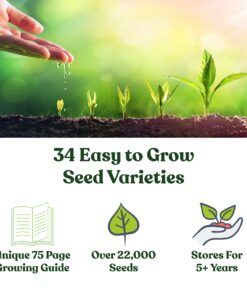 22,000 Non GMO Heirloom Vegetable Seeds, Survival Garden, Emergency Seed Vault, 34 VAR, Bug Out Bag - Beet, Broccoli, Carrot, Corn, Basil, Pumpkin, Radish, Tomato, More 25 71wPIziQ9zL