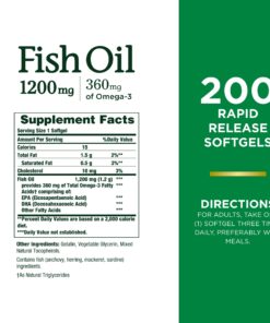 Nature's Bounty Fish Oil, Supports Heart Health, 1200 Mg, Rapid Release Softgels, 200 Ct 17 71wQU1HLoxL