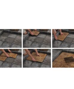 Bare Decor EZ-Floor Interlocking Flooring Tiles in Solid Teak Wood Oiled Finish (Set of 10), Long 9 Slat 10 sq ft 26 71wR dLhpIL