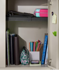 LockerMate Adjust-A-Shelf Locker Shelf, Easy to Use, Extends to Fit Your Locker, Black 1 Pack 19 71wRYQhv3XL