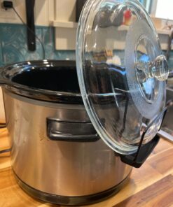 Slow Cooker Lid Holder for Cooking, Hand Free Pot Lid Organizer Fits Most Slow Cookers, Stainless Steel Pot Lid Rack with Silicone Sink Keeps Countertop No Mess (Black, 2 Pack) Black 55 71wRkRRt5wL